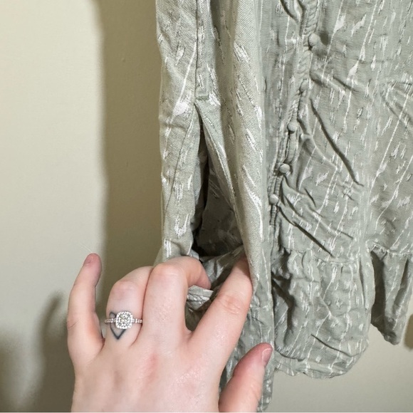 Women's American Eagle Green and Beige Sleeveless Baby Doll Midi Dress Size M - Picture 10 of 15